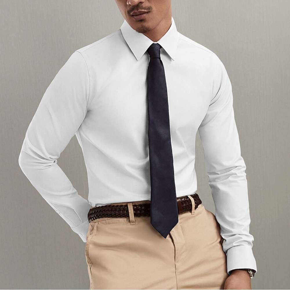 Elegant White Men's Dress Shirt